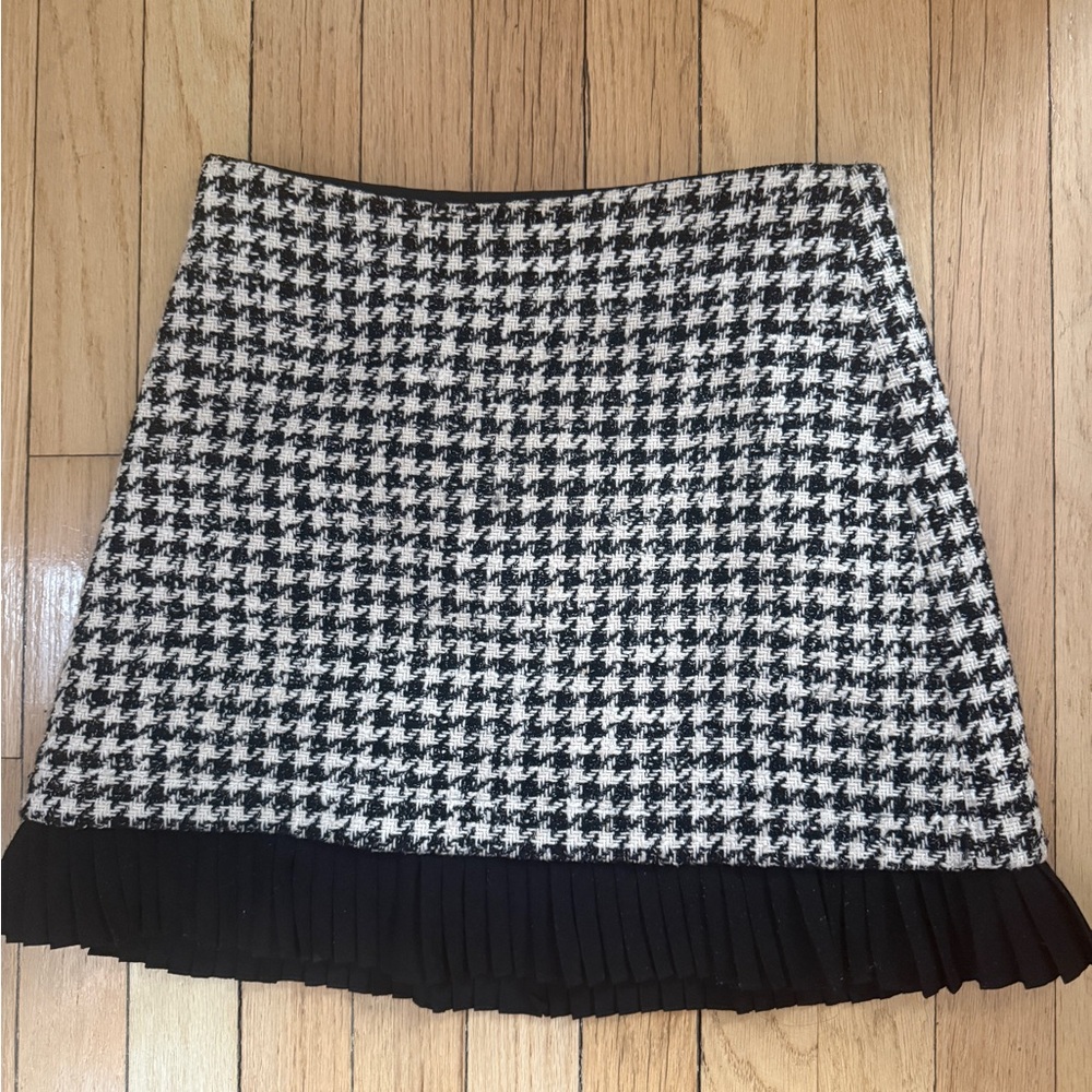 Sandro Monochrome Houndstooth Mini Skirt